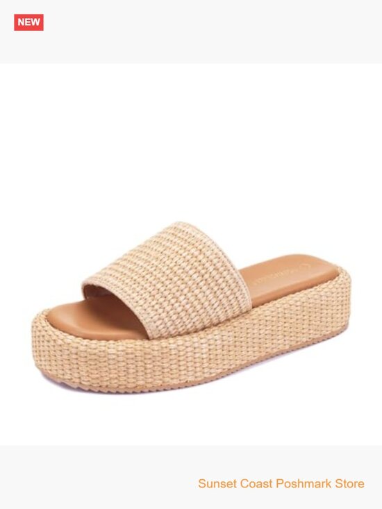 Platform Sandals Raffia Espadrille Slides Slip On Summer Beach main image 1